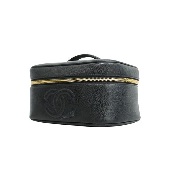 Chanel Handbags - Chanel Vanity Black Leather Clutch Bag (Pre-Owned)